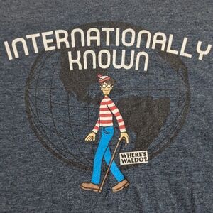 Where's Waldo Internationally Known Blue Tee Shirt Large